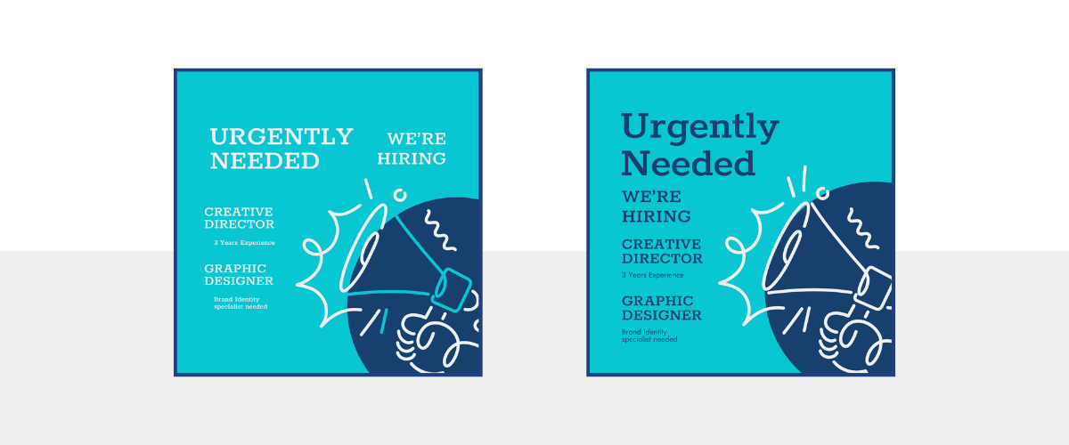 Comparison of professional graphic design flyer and an amateur graphic design